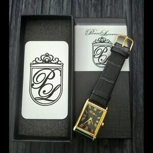 Authentic Pierre Lucerne Slim Quartz‎ Mens Ebony Tank Watch